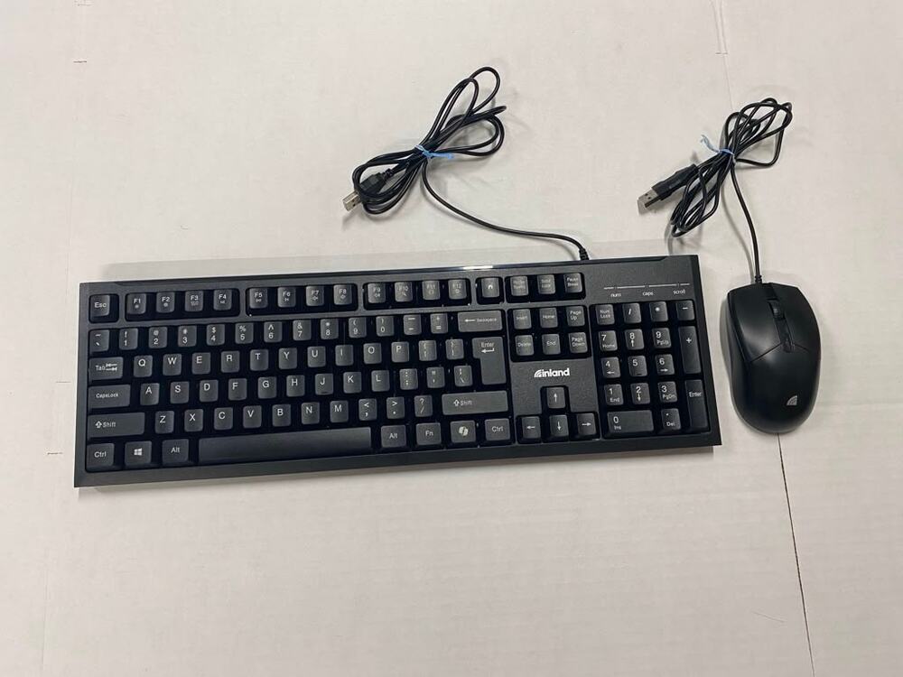 Inland USB Wired Keyboard Mouse Combo Full Size Black New